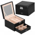 (DL) Cutie depozitare si organizare bijuterii, MDF, piele ecologica, 16 x 16 x 11cm, negru [3]