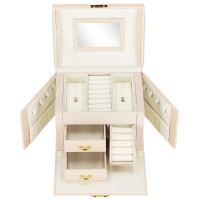 (DL) Cutie depozitare si organizare bijuterii, MDF, piele ecologica, 17,5 x 12 x 13,5 cm., roz deschis (DL) Cutie depozitare si organizare bijuterii, MDF, piele ecologica, 17,5 x 12 x 13,5 cm., roz deschis