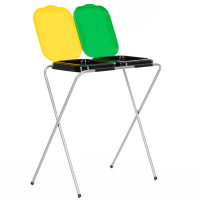 Cos de gunoi selectiv cu 2 compartimente, cadru metalic si capace PP, 68x42x75 cm Cos de gunoi selectiv cu 2 compartimente, cadru metalic si capace PP, 68x42x75 cm