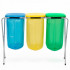 Cos de gunoi selectiv cu 3 compartimente, cadru metalic si capace PP, 98x42x74 cm [16]