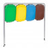 Cos de gunoi selectiv cu 4 compartimente, cadru metalic si capace PP, 128x42x74 cm [15]
