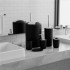 Set accesorii baie, 6 piese din plastic, cu perie WC si cos de gunoi, finisaj mat si lucios, negru argintiu [6]