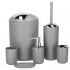 Set accesorii baie, 6 piese din plastic, cu perie WC si cos de gunoi, finisaj mat si lucios, gri argintiu [8]