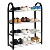 Pantofar metalic Sersimo cu 4 rafturi, 64x50cm, negru argintiu