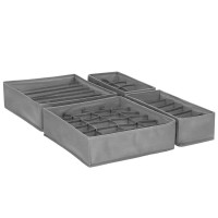Set 4 organizatoare Sersimo sertar pentru sosete/lenjerie, gri