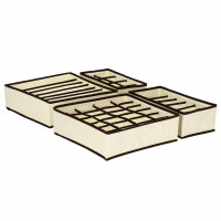 Set 4 organizatoare Sersimo sertar pentru sosete/lenjerie, crem