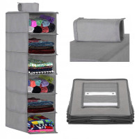 Organizator dulap Sersimo, 6 compartimente, textil, 120cm, gri