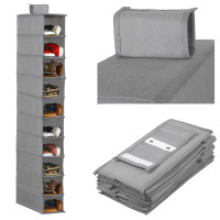 Organizator dulap Sersimo, 10 compartimente, textil, 120cm, gri