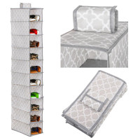 Organizator dulap Sersimo, 10 compartimente, textil, 120cm, gri bej