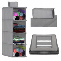 Organizator dulap Sersimo, 4 compartimente, textil, 80cm, gri Organizator dulap Sersimo, 4 compartimente, textil, 80cm, gri