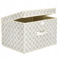 Cutie depozitare, pliabila cu capac, model trifoi marocan, 30x25x40cm, bej