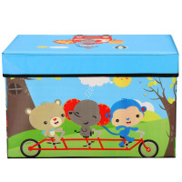 Cutie depozitare jucarii, pliabila cu capac, model animale, 48x30x29cm, albastru Cutie depozitare jucarii, pliabila cu capac, model animale, 48x30x29cm, albastru