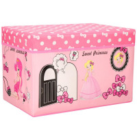 Cutie depozitare jucarii, pliabila cu capac, model printese, 48x30x29cm, roz Cutie depozitare jucarii, pliabila cu capac, model printese, 48x30x29cm, roz
