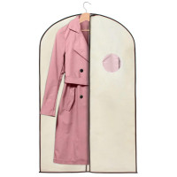 Husa transport haine, pe umeras, impermeabila cu fereastra, crem, 60x130 cm Husa transport haine, pe umeras, impermeabila cu fereastra, crem, 60x130 cm