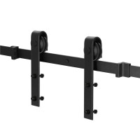 Sistem glisant pentru usa, sina metalica de ghidaj 200 cm, 2 role, montaj pe perete, negru