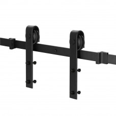 Sistem glisant pentru usa, sina metalica de ghidaj 200 cm, 2 role, montaj pe perete, negru