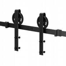 Sistem glisant pentru usa, sina metalica ghidaj 183 cm, 2 role, montaj pe perete, negru