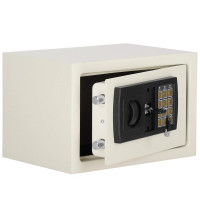 Seif electronic standard cu cifru si cheie, 200x300x200 mm, Otel, Bej Seif electronic standard cu cifru si cheie, 200x300x200 mm, Otel, Bej
