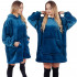 Patura tip hanorac, cu maneci, gluga si buzunare, material plus, marime universala, albastra [23]