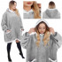 Patura tip hanorac, cu maneci, gluga si buzunare, material plus, marime universala, gri [22]