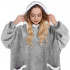 Patura tip hanorac, cu maneci, gluga si buzunare, material plus, marime universala, gri [8]