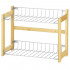 Suport organizator multifunctional cu 2 etaje, bambus si metal, 33x14x25cm [7]