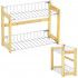 Suport organizator multifunctional cu 2 etaje, bambus si metal, 33x14x25cm [9]