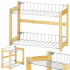 Suport organizator multifunctional cu 2 etaje, bambus si metal, 33x14x25cm [10]