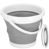 Lighean pliabil, rotund, din plastic si silicon, 31x24cm, 10litri, gri