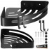 Raft de baie pentru colt cu 2 sisteme instalare pe perete, aluminiu, 30x22x4cm, negru [2]