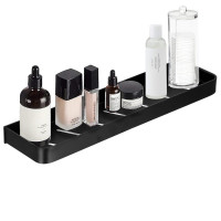 Raft de baie cu 2 sisteme instalare pe perete, aluminiu, 50x12x4cm, negru Raft de baie cu 2 sisteme instalare pe perete, aluminiu, 50x12x4cm, negru