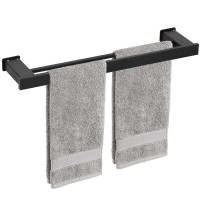 Suport prosoape pentru baie cu 2 sisteme de instalare, 2 brate, din aluminiu, 50x12cm, negru