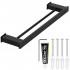 Suport prosoape pentru baie cu 2 sisteme de instalare, 2 brate, din aluminiu, 50x12cm, negru [15]