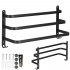 Suport prosoape pentru baie cu 2 sisteme de instalare, 3 brate, din aluminiu, 49x25cm, negru [2]