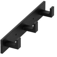 Cuier de baie pentru prosoape cu 2 sisteme instalare, aluminiu, 3 agatatori, 25x4cm, negru Cuier de baie pentru prosoape cu 2 sisteme instalare, aluminiu, 3 agatatori, 25x4cm, negru
