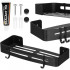 Raft de baie cu 2 agatatori, 2 sisteme instalare pe perete, aluminiu, 32x12x4cm, negru [13]