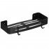 Raft de baie cu 2 agatatori, 2 sisteme instalare pe perete, aluminiu, 32x12x4cm, negru [20]