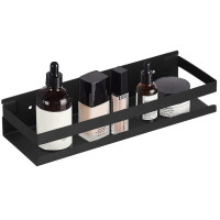 Raft de baie cu 2 sisteme instalare pe perete, aluminiu, 30x10x6cm, negru Raft de baie cu 2 sisteme instalare pe perete, aluminiu, 30x10x6cm, negru