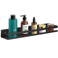 Raft de baie cu 2 sisteme instalare pe perete, aluminiu, 50x10x6cm, negru Raft de baie cu 2 sisteme instalare pe perete, aluminiu, 50x10x6cm, negru