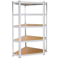 Raft de colt cu cadru metalic modular pentru depozitare, 5 polite, 180x90x40cm, sarcina 875kg Raft de colt cu cadru metalic modular pentru depozitare, 5 polite, 180x90x40cm, sarcina 875kg