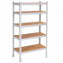 Raft metalic depozitare cu 5 polite MDF, capacitate 675 kg, 75x30x150 cm, argintiu [12]