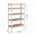 Raft metalic depozitare cu 5 polite MDF, capacitate 675 kg, 75x30x150 cm, argintiu [20]