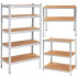 Raft metalic depozitare cu 5 polite MDF, capacitate 675 kg, 75x30x150 cm, argintiu [4]