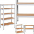 Raft metalic depozitare cu 5 polite MDF, capacitate 675 kg, 75x30x150 cm, argintiu [6]