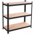 Raft metalic depozitare cu 5 polite MDF, capacitate 675 kg, 75x30x150 cm, negru [14]