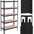 Raft metalic depozitare cu 5 polite MDF, capacitate 675 kg, 75x30x150 cm, negru [20]