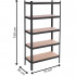 Raft metalic depozitare cu 5 polite MDF, capacitate 675 kg, 75x30x150 cm, negru [22]