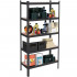 Raft metalic depozitare cu 5 polite MDF, capacitate 675 kg, 75x30x150 cm, negru [28]