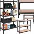 Raft metalic depozitare cu 5 polite MDF, capacitate 675 kg, 75x30x150 cm, negru [6]