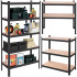 Raft metalic depozitare cu 5 polite MDF, capacitate 675 kg, 75x30x150 cm, negru [8]